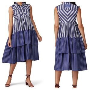 Victoria / Tomas Blue Striped Shirt Dress